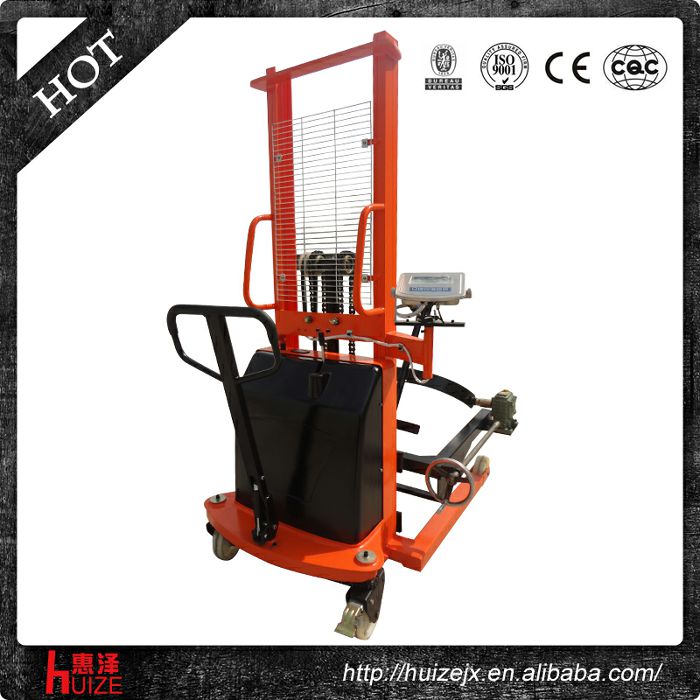 半電動稱重油桶車（夾鐵桶，手搖翻轉(zhuǎn)倒料）